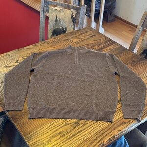 Men's Zip-Neck Brown Knit Sweater